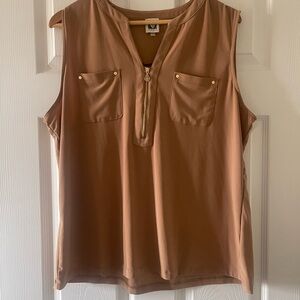 Anne Klein Brown Sleeveless Blouse with Accents